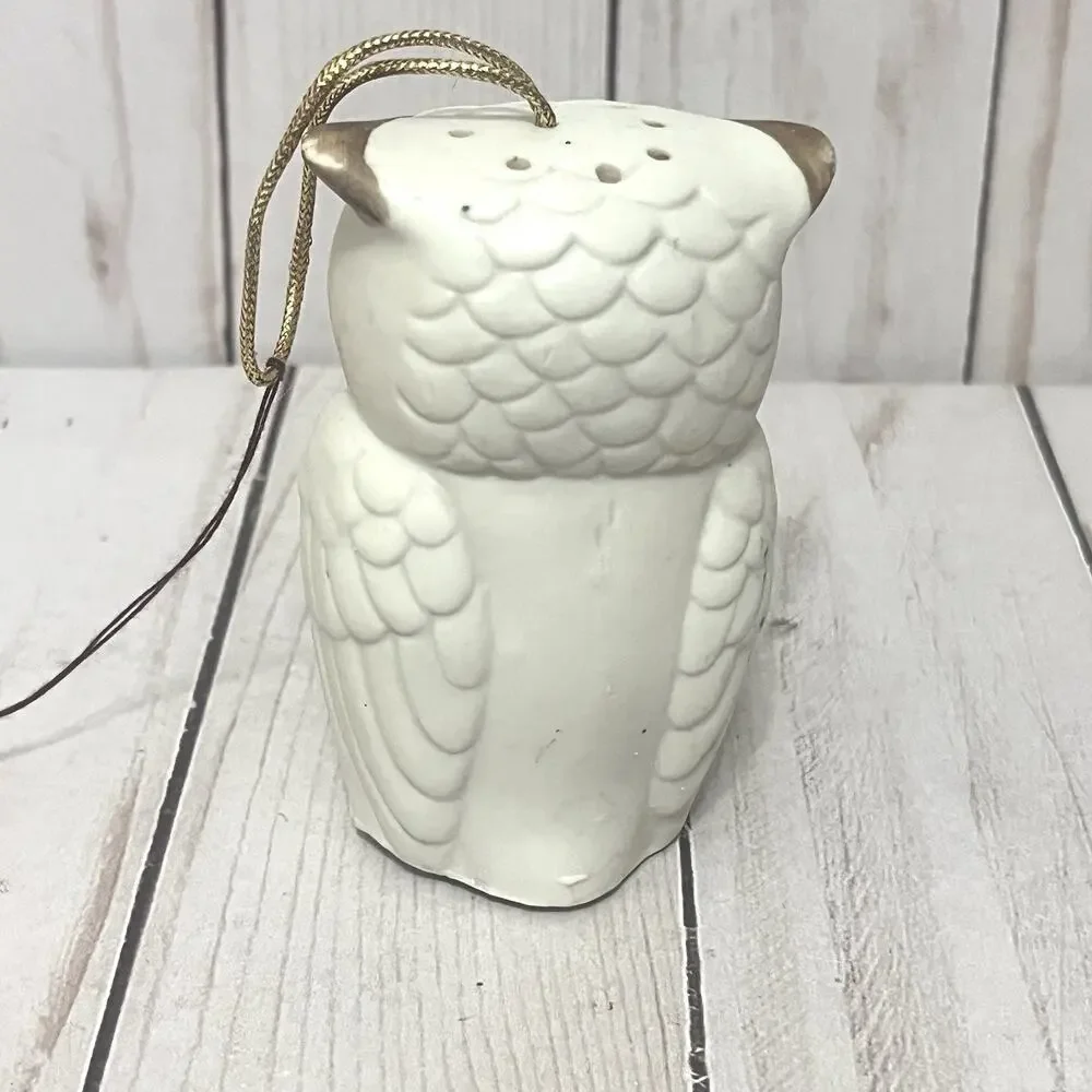 Vintage Potpourri Sachet Porcelain Hanging Owl Ornament Pomander Made in Taiwan